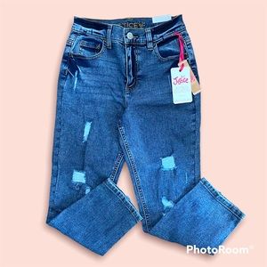 NWT JUSTICE DISTRESSED DENIM PANTS SIZE 12
